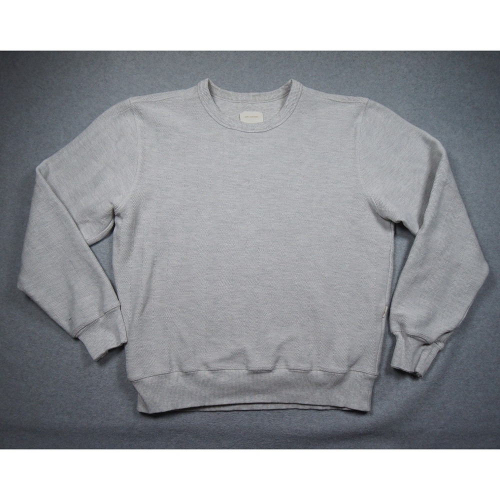 Aime Leon Dore Sweater Mens Medium Gray Crewneck Herringbone Pullover ALD